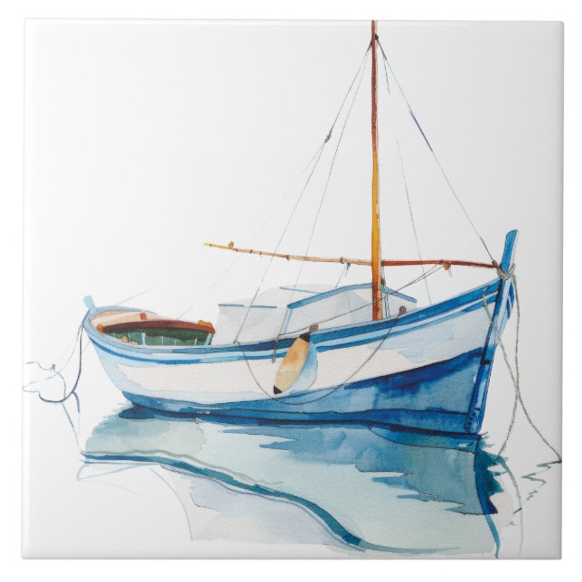 Watercolor Mediterranean  Ceramic Tile (Front)