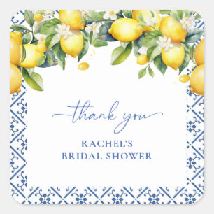 Watercolor Mediterranean Italian Thank You Favour Square Sticker