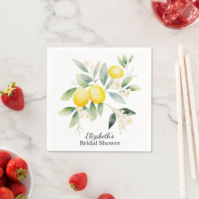 Watercolor Mediterranean Lemon  Napkin (Insitu)
