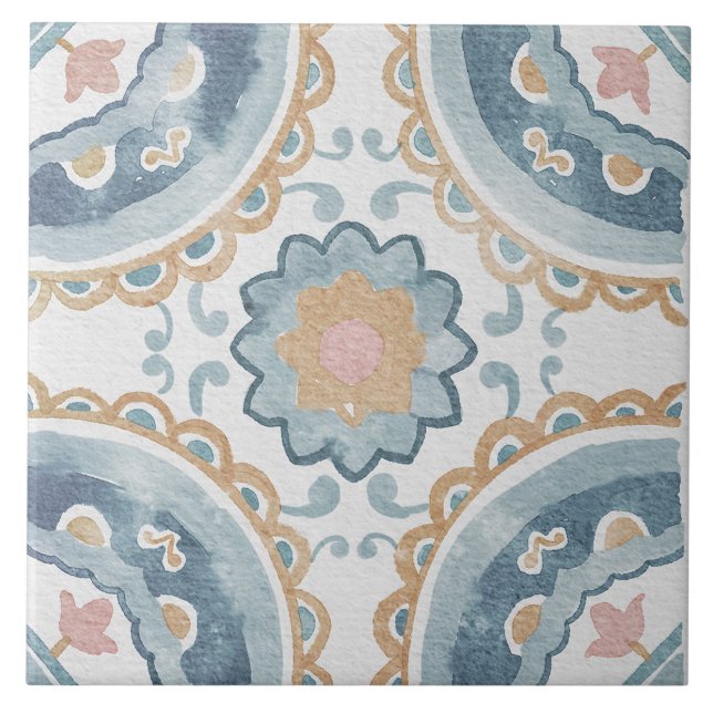 Watercolor Mediterranean Tile  (Front)