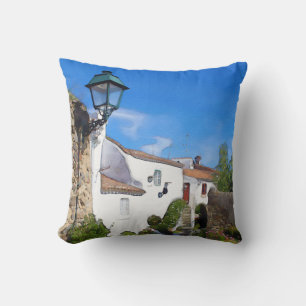 Watercolor Mediterranean village Cushion