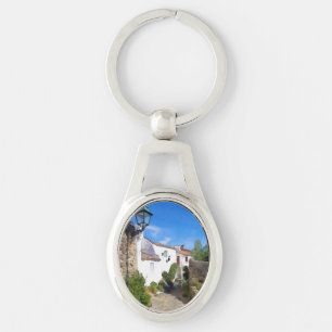 Watercolor Mediterranean village Key Ring