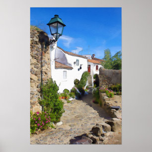 Watercolor Mediterranean village Poster