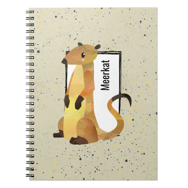 Watercolor Meerkat on a Beige Background Notebook (Front)