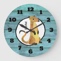 Watercolor Meerkat on a Blue Wood Background