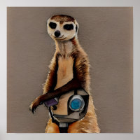Watercolor Meerkat with Steampunk Mask