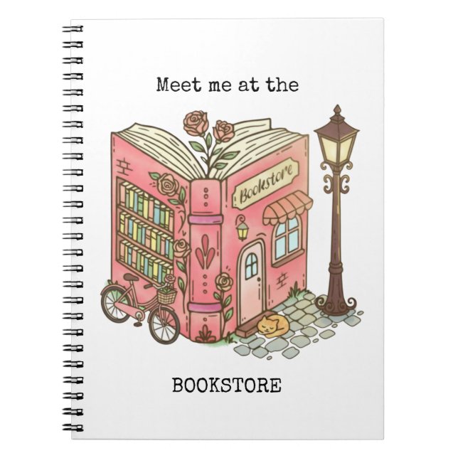 Watercolor Meet Me At the Bookstore Notebooks (Front)