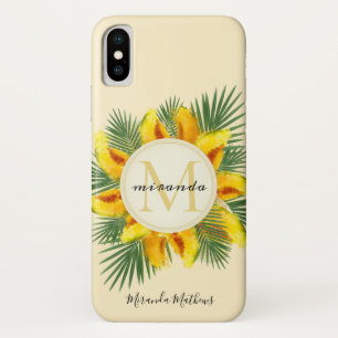 Watercolor Melon Tropical Leaves Wreath Monogram iPhone X Case