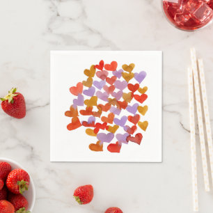 Watercolor melting hearts - retro napkin