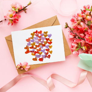 Watercolor melting hearts - retro postcard