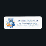 Watercolor Menorah and Sufganiyot Hanukkah Return Address Label<br><div class="desc">A festive customizable Hanukkah holiday address label. It features watercolour illustrations of Hanukkah symbols such as Hanukkiah or menorah,  sufganiyot,  olives and dreidel.  Customize by adding names and addresses.</div>