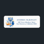 Watercolor Menorah and Sufganiyot Hanukkah Return Address Label<br><div class="desc">A festive customizable Hanukkah holiday address label. It features watercolour illustrations of Hanukkah symbols such as Hanukkiah or menorah,  sufganiyot,  olives and dreidel.  Customize by adding names and addresses.</div>
