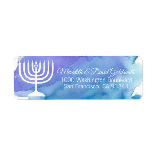 Watercolor Menorah Hanukkah Chanukah Return Address Label