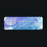 Watercolor Menorah Hanukkah Chanukah Return Return Address Label<br><div class="desc">Send your Hanukkah invites or holiday cards and thank you cards with these watercolor blue return label stickers . White menorah with star of David in middle. Editable templates so you can change font and size.</div>