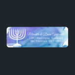 Watercolor Menorah Hanukkah Chanukah Return Return Address Label<br><div class="desc">Send your Hanukkah invites or holiday cards and thank you cards with these watercolor blue return label stickers . White menorah with star of David in middle. Editable templates so you can change font and size.</div>