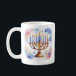 Watercolor Menorah Happy Hanukkah  Coffee Mug<br><div class="desc">Watercolor Holiday themed items 
Send your Wishes with this Holiday Card that feature a Stunning Happy Hanukkah</div>