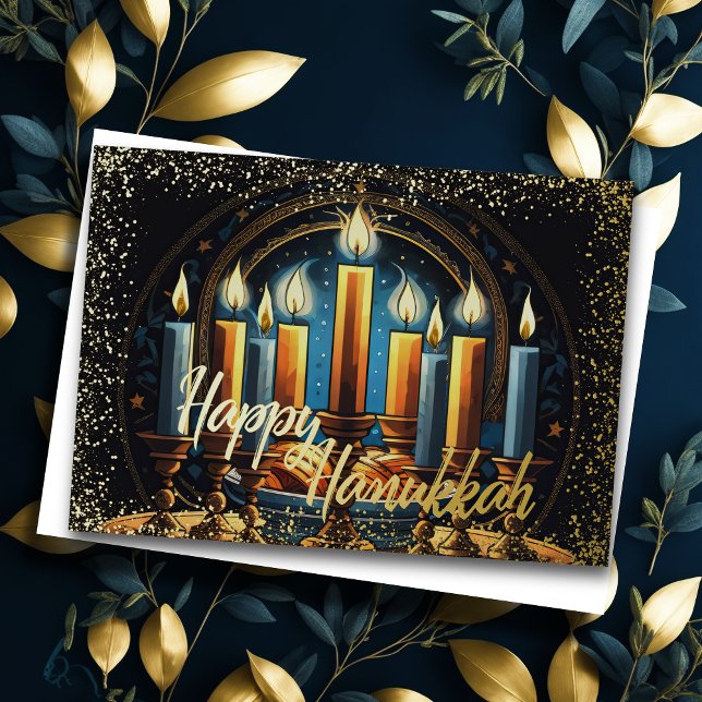 Watercolor Menorah Happy Hanukkah Holiday Card (Creator Uploaded)