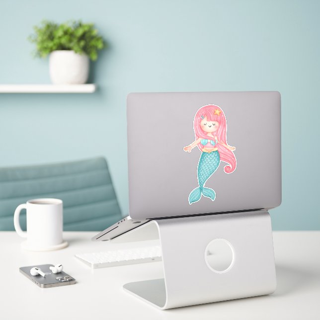 Watercolor Mermaid (Laptop On Desk)
