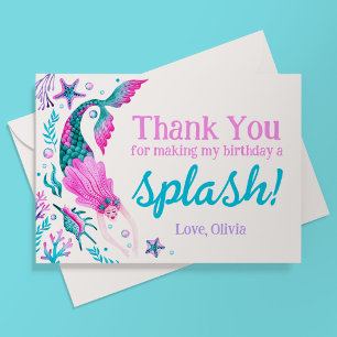 Watercolor Mermaid Birthday Thank You
