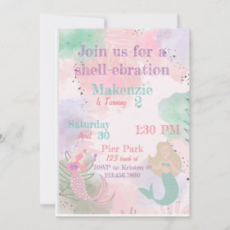 Watercolor Mermaid invitation