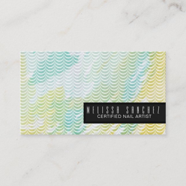 Watercolor Mermaid Scales Salon Beauty Business Card (Front)