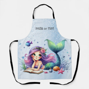 Watercolor Mermaid Sea Life Cute Beautiful Apron