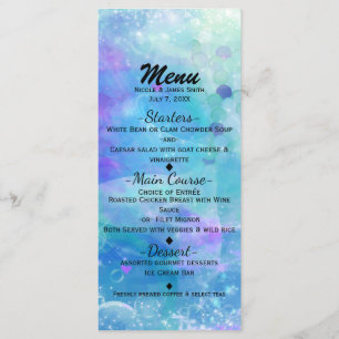 Watercolor Mermaid Tail Birthday Party Custom Menu