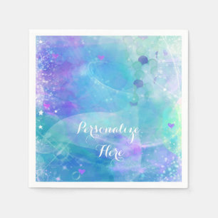 Watercolor Mermaid Tail Birthday Party Custom Napkin