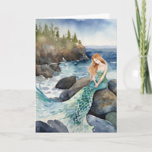 Watercolor Mermaid Thinking Of You Card