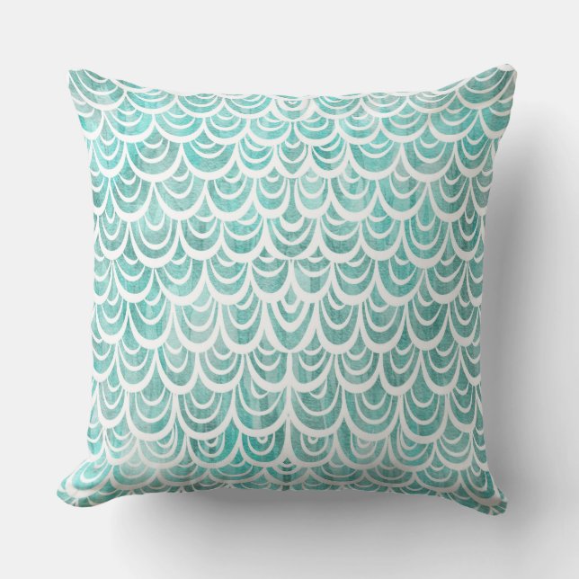 Watercolor Mermaid Turquoise Cushion (Front)