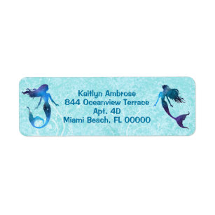 Watercolor Mermaid Under the Sea Return Address Label