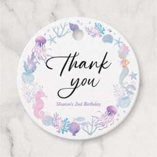 Watercolor Mermaid Under The Sea Thank You Favour Tags