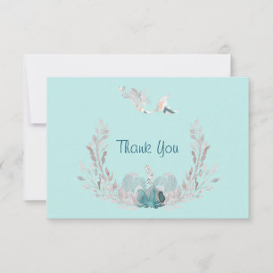 Watercolor Mermaid & Wreath Thank You Cards