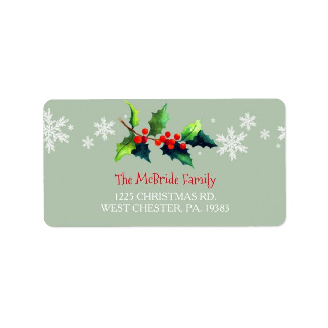 Watercolor Merry Berry Holiday Address Label (Front)