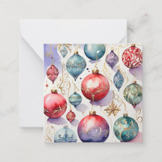 Watercolor Merry Christmas Bauble Card
