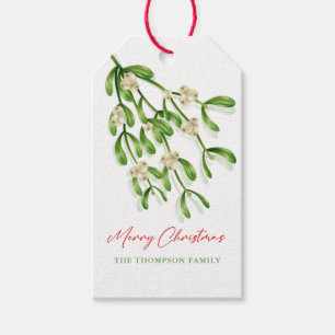 Watercolor Merry Christmas Berry Branches Gift Tags