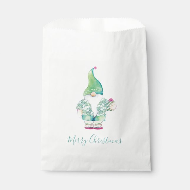Watercolor Merry Christmas Candy Favour Bag (Front)