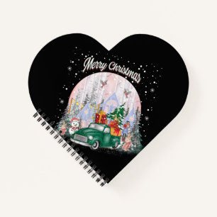 Watercolor Merry Christmas, Car Of Gifts Notebook
