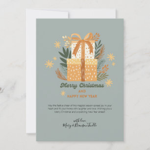 Watercolor "Merry Christmas" Gifts & Greenery Holiday Card