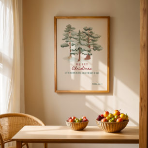 watercolor Merry Christmas Greetings Poster