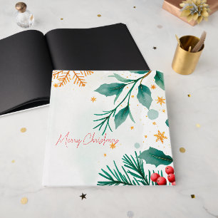 Watercolor Merry Christmas Guest Book – Holiday 