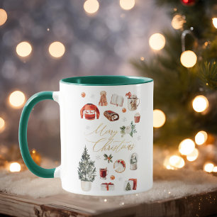 Watercolor Merry Christmas Holiday Mug