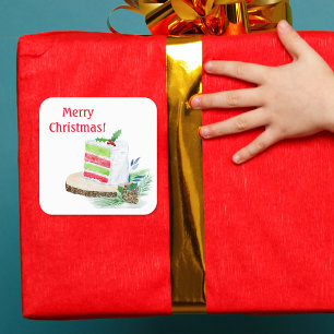 Watercolor Merry Christmas Layered Cake Stickers