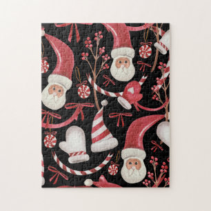 Watercolor Merry Christmas Pattern- Artistic Style Jigsaw Puzzle