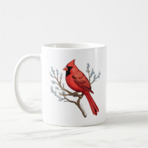 Watercolor Merry Christmas Red Cardinal  Coffee Mug