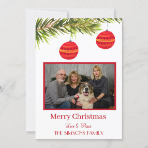 Watercolor Merry Christmas Tree Family Photo Holiday Card
