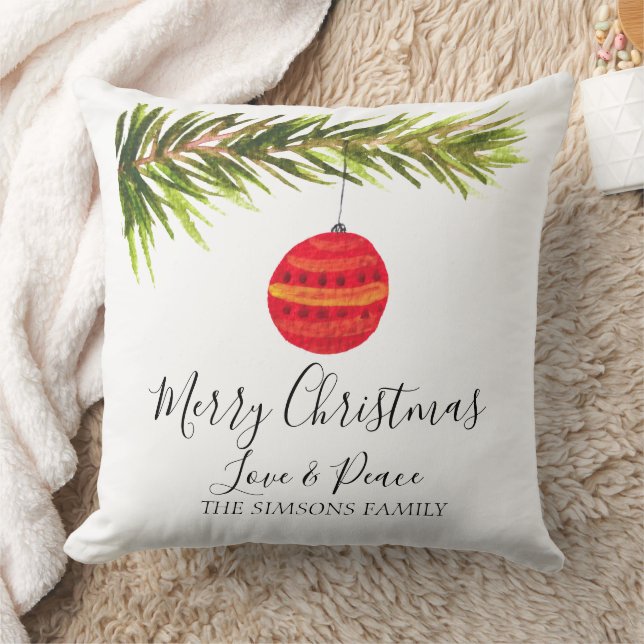 Watercolor Merry Christmas Tree Merry and bright Cushion (Blanket)