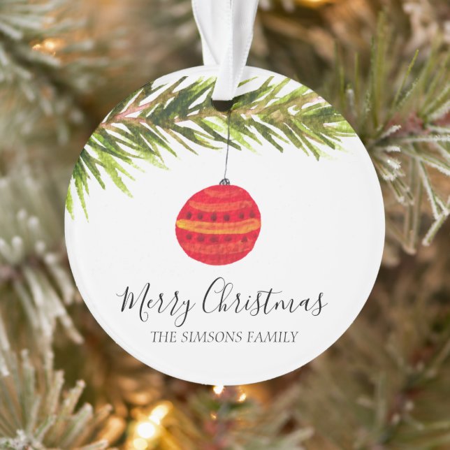 Watercolor Merry Christmas Tree Merry and bright Ornament (Tree)