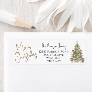 Watercolor Merry Christmas Tree Return Address Label