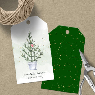 Watercolor Merry Little Christmas Tree Gift Tags